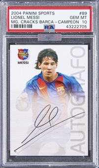 2004-05 Panini Sports Megacracks Barca Campeon "Autografo" #89 Lionel Messi Rookie Card - PSA GEM MT 10 - MBA Silver Diamond Certified 